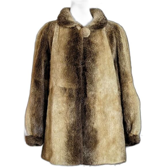 Sullivan Rollins Vintage Genuine Fur Collared Cape Style Coat Womens Size Medium